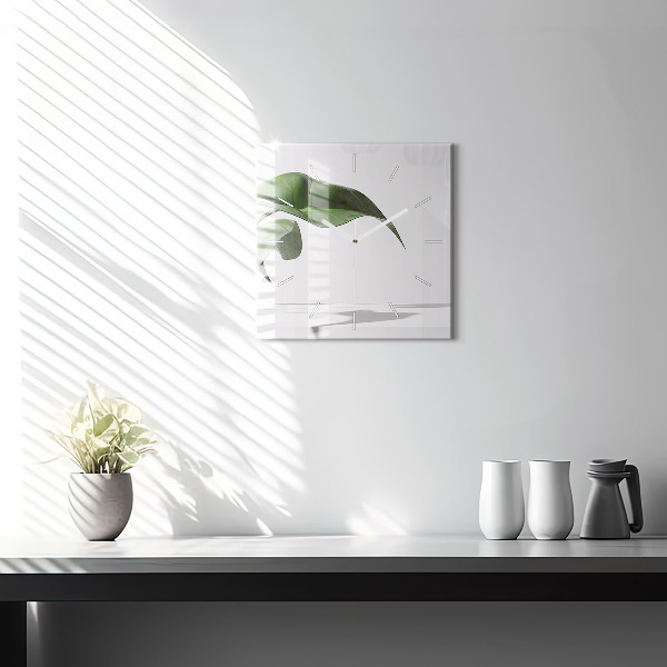 Zegar na ścianę kwadratowy Abstrakcyjne liście