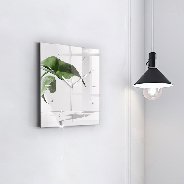 Zegar na ścianę kwadratowy Abstrakcyjne liście