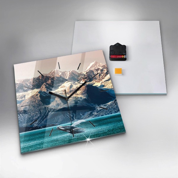 Zegar na ścianę kwadratowy Wieloryb woda