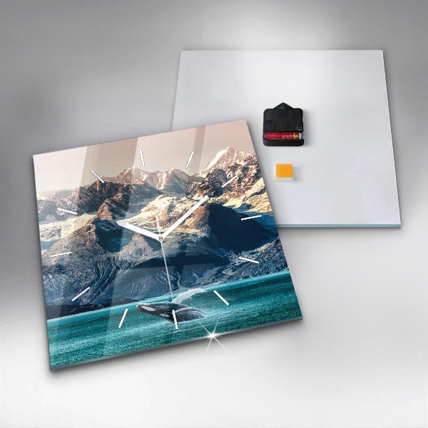 Zegar na ścianę kwadratowy Wieloryb woda