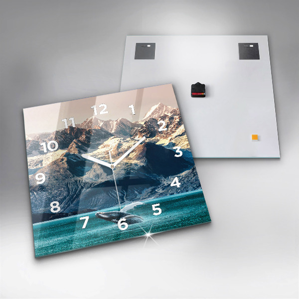 Zegar na ścianę kwadratowy Wieloryb woda