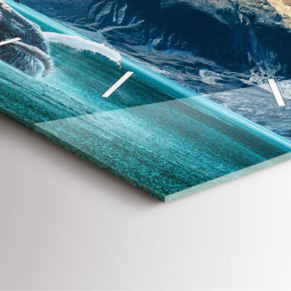 Zegar na ścianę kwadratowy Wieloryb woda