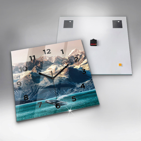 Zegar na ścianę kwadratowy Wieloryb woda