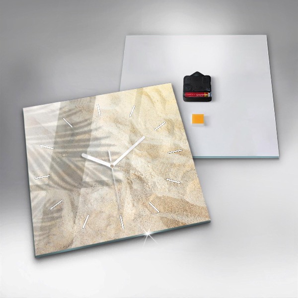 Zegar na ścianę kwadratowy Cień palmy piasek