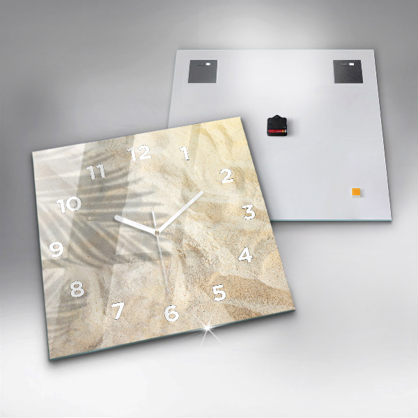 Zegar na ścianę kwadratowy Cień palmy piasek
