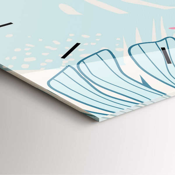 Zegar na ścianę kwadratowy Pastelowe liście – tropiki