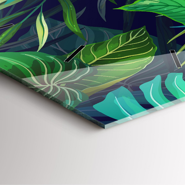 Zegar na ścianę kwadratowy Egzotyczne liście