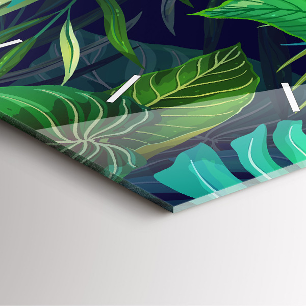 Zegar na ścianę kwadratowy Egzotyczne liście