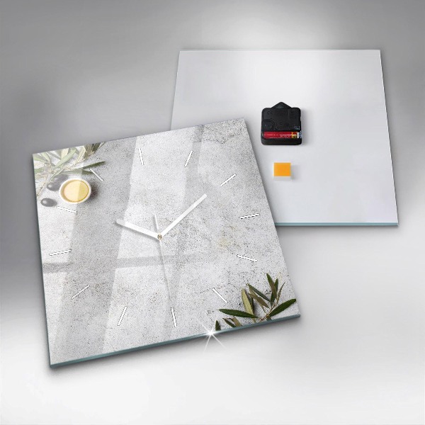Zegar na ścianę kwadratowy Minimalistyczne oliwki