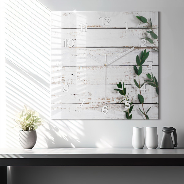 Zegar na ścianę kwadratowy Drewniane jasne deski