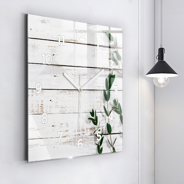 Zegar na ścianę kwadratowy Drewniane jasne deski