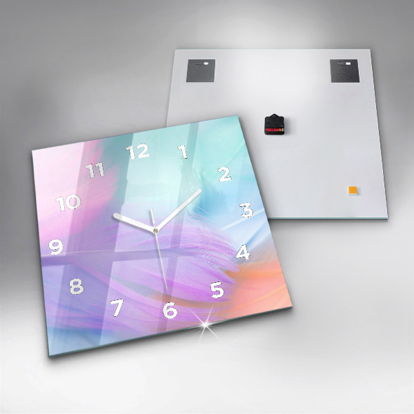 Zegar na ścianę kwadratowy Kolorowe pióra