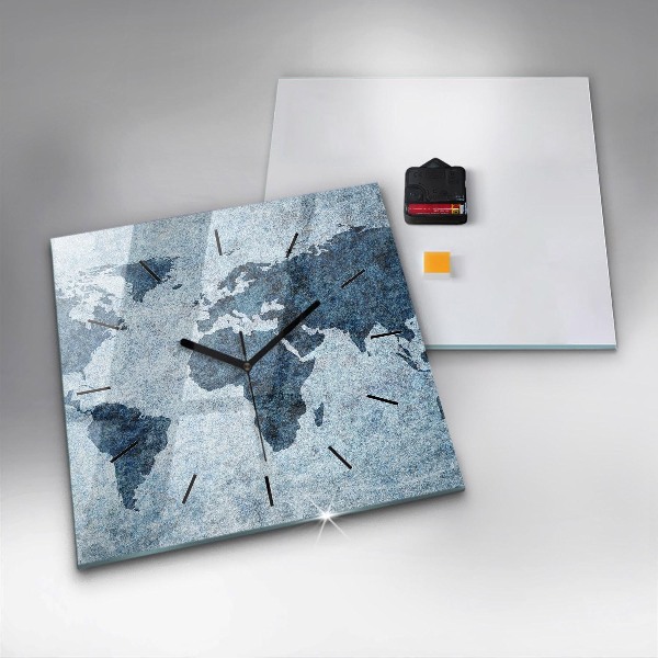 Zegar na ścianę kwadratowy Malowana mapa świata