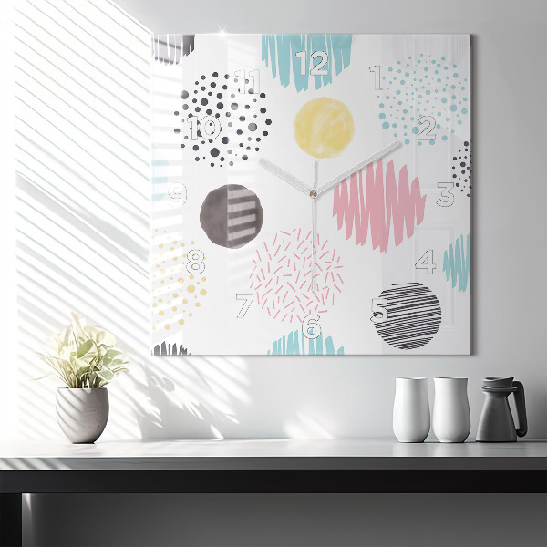 Zegar na ścianę kwadratowy Geometryczny wzór