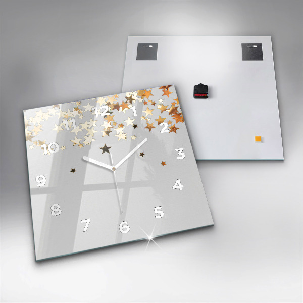 Zegar na ścianę kwadratowy Gwiazdy na jasnym tle