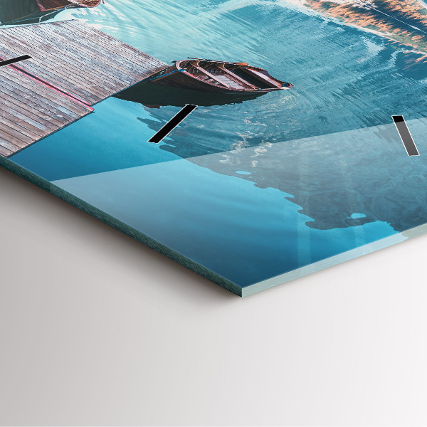 Zegar na ścianę kwadratowy Łódki na jeziorze