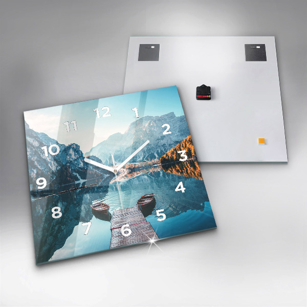 Zegar na ścianę kwadratowy Łódki na jeziorze