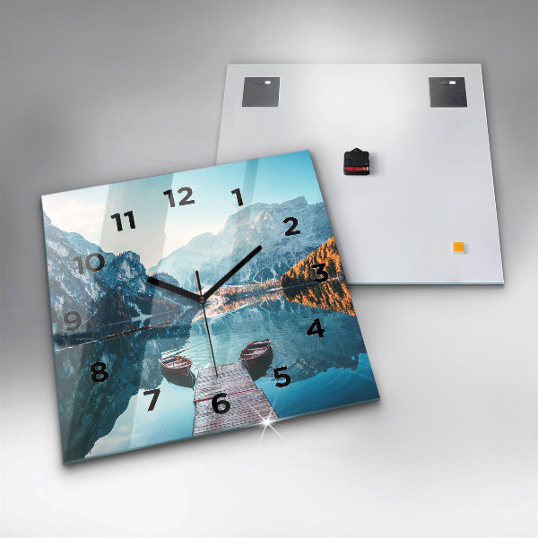 Zegar na ścianę kwadratowy Łódki na jeziorze