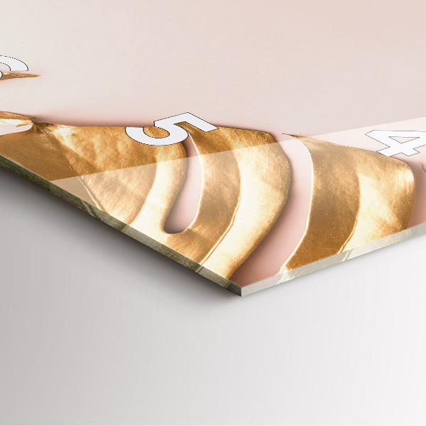 Zegar na ścianę kwadratowy Złote liście tropikalne