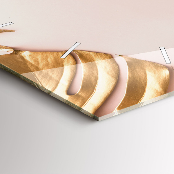 Zegar na ścianę kwadratowy Złote liście tropikalne