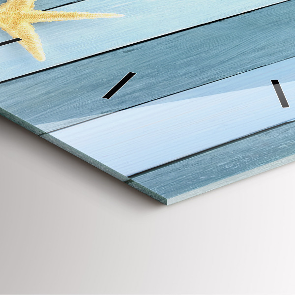 Zegar na ścianę kwadratowy Deski pasy i muszelka