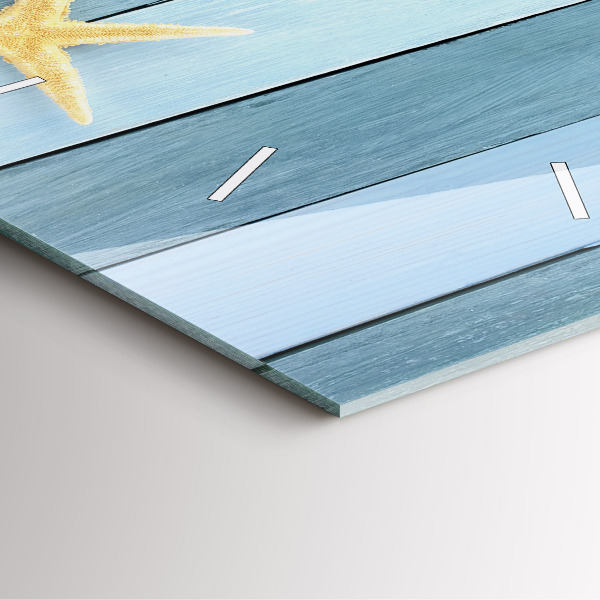 Zegar na ścianę kwadratowy Deski pasy i muszelka