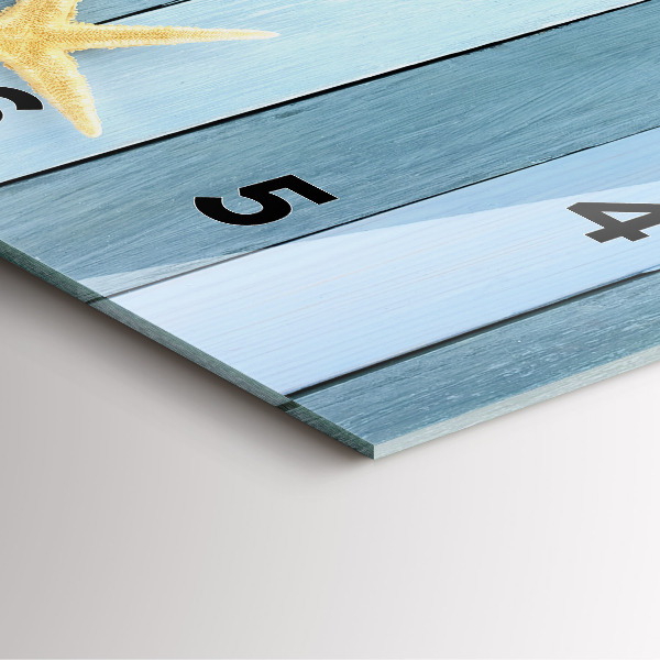 Zegar na ścianę kwadratowy Deski pasy i muszelka