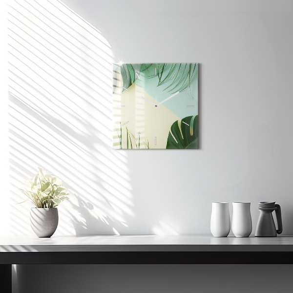 Kwadratowy zegar Liście Monstery