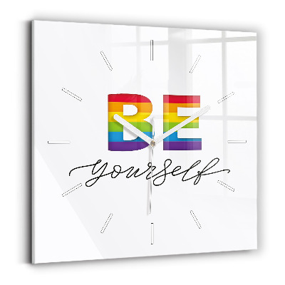Kwadratowy zegar Napis Be yourself