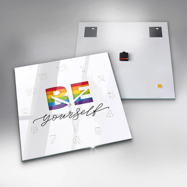 Kwadratowy zegar Napis Be yourself
