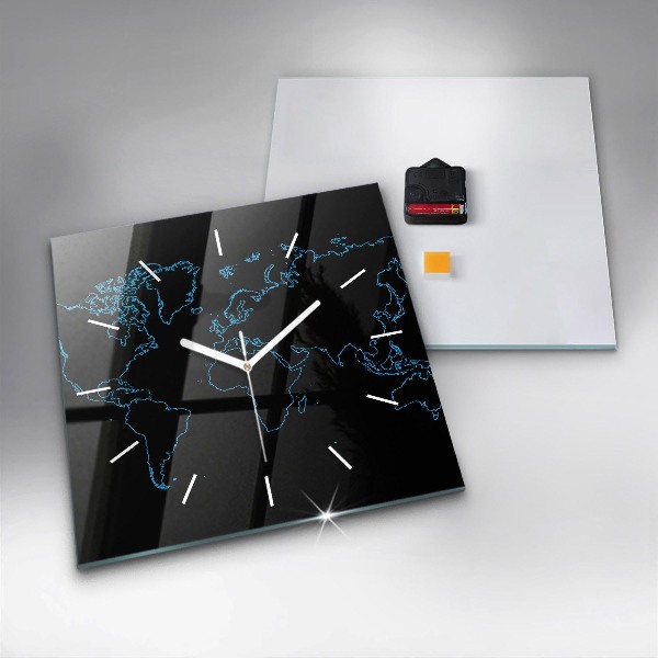 Kwadratowy zegar Kontury mapy świata