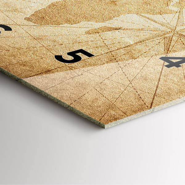 Kwadratowy zegar Mapa świata vintage