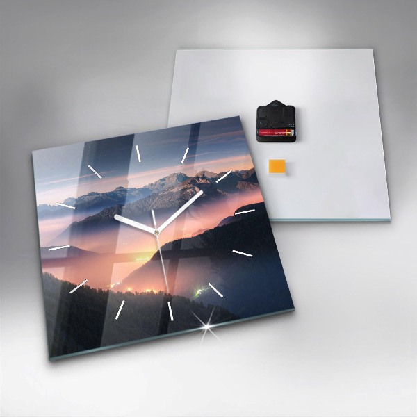 Kwadratowy zegar Krajobraz szczytów gór