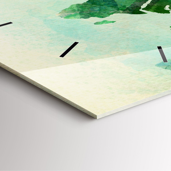 Kwadratowy zegar Akwarela mapa świata