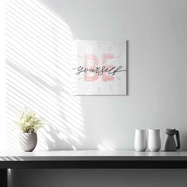 Kwadratowy zegar Napis Be yourself