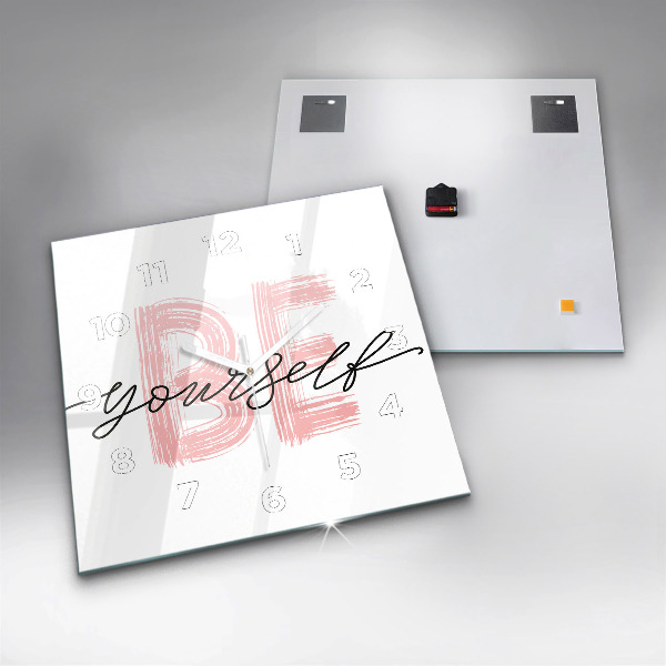 Kwadratowy zegar Napis Be yourself