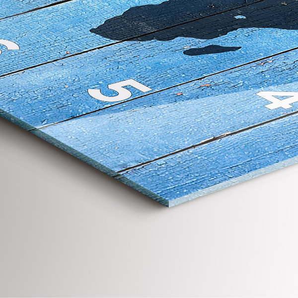 Kwadratowy zegar Mapa świata na deskach