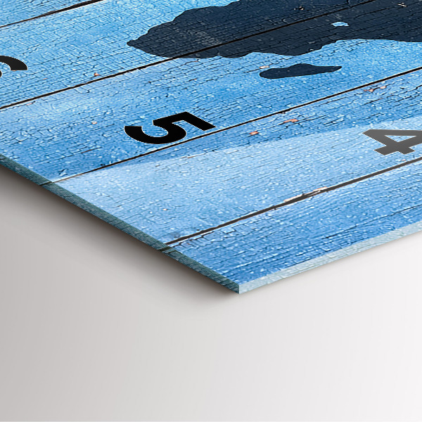 Kwadratowy zegar Mapa świata na deskach