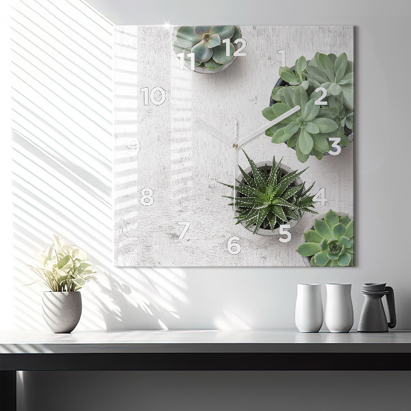 Kwadratowy zegar Rośliny dekoracyjne