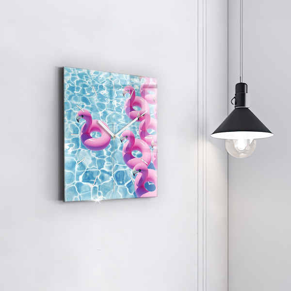 Kwadratowy zegar Dmuchawce flamingi