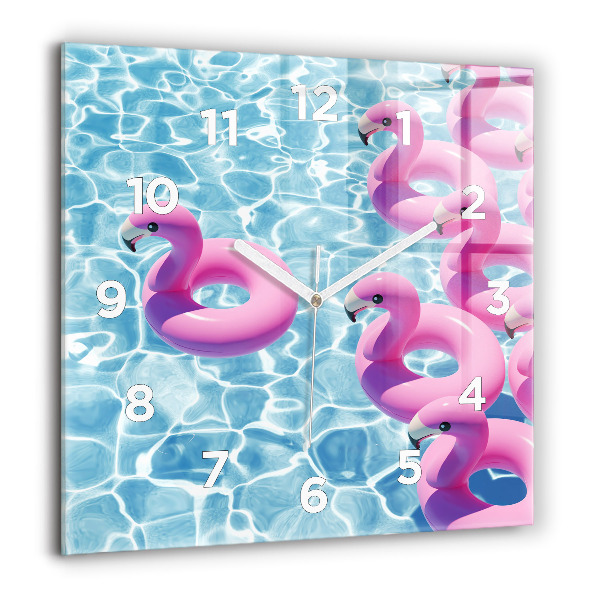 Kwadratowy zegar Dmuchawce flamingi