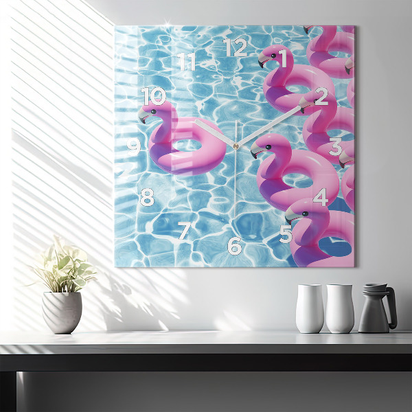 Kwadratowy zegar Dmuchawce flamingi