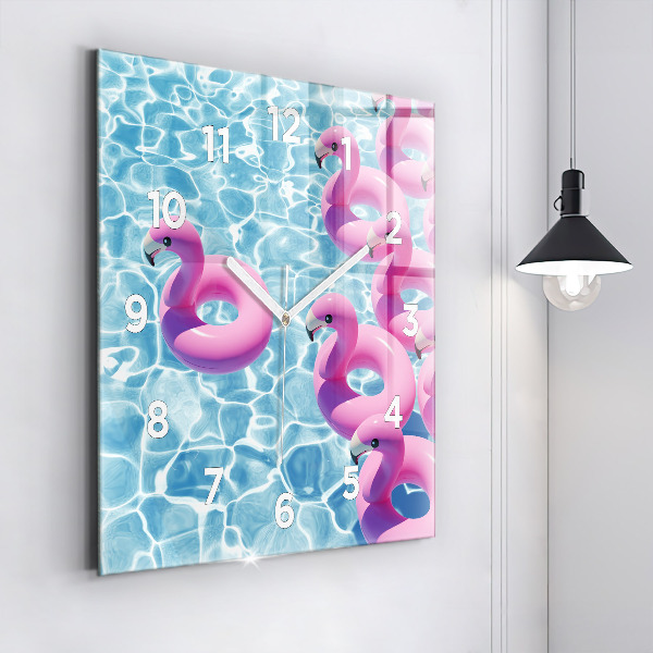 Kwadratowy zegar Dmuchawce flamingi
