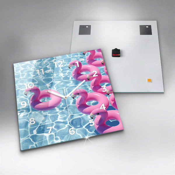Kwadratowy zegar Dmuchawce flamingi
