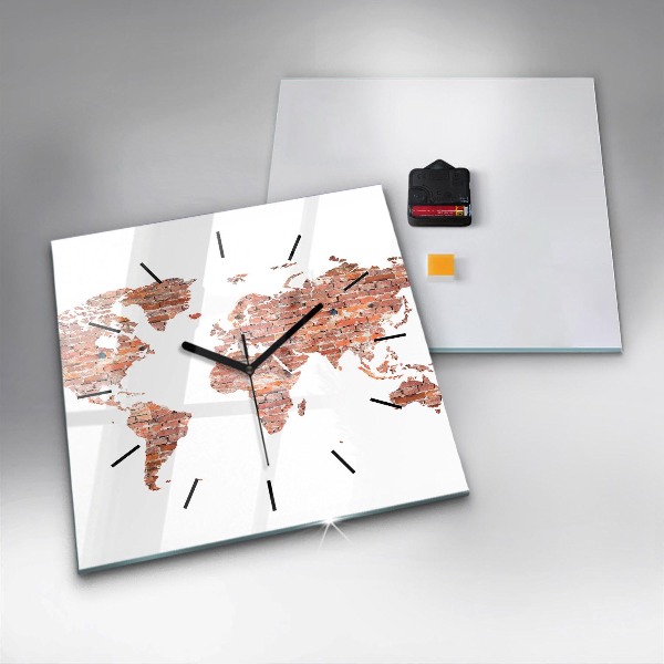 Kwadratowy zegar Stara mapa z cegły