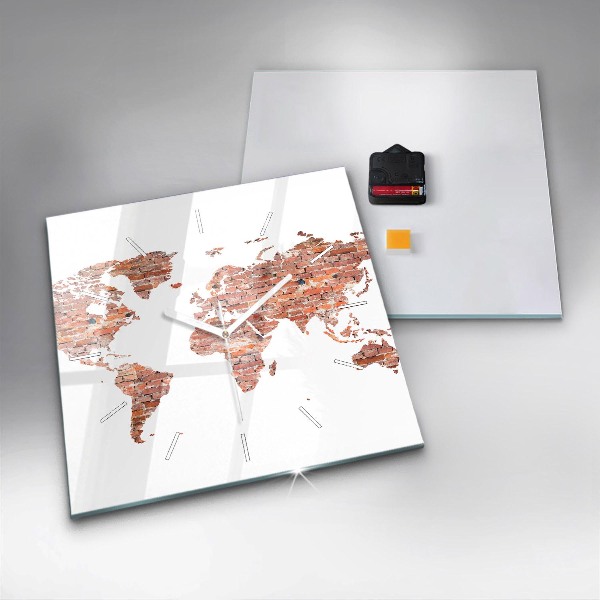 Kwadratowy zegar Stara mapa z cegły