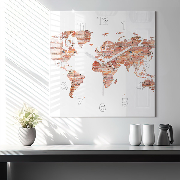 Kwadratowy zegar Stara mapa z cegły