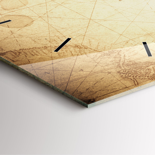 Kwadratowy zegar Stara mapa świata