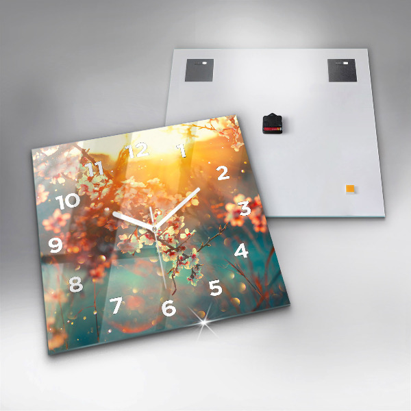 Kwadratowy zegar Wiosenne kwiaty