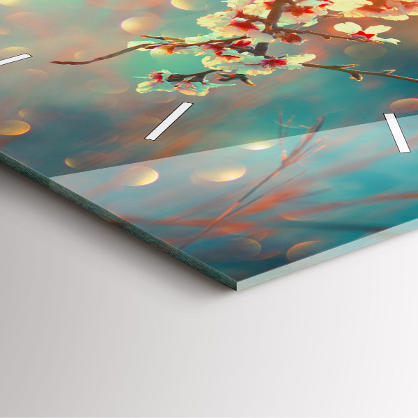 Kwadratowy zegar Wiosenne kwiaty